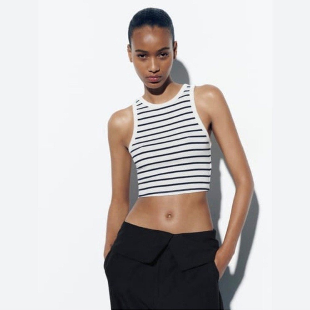 🧡 Zara stripped cropped tank sz M